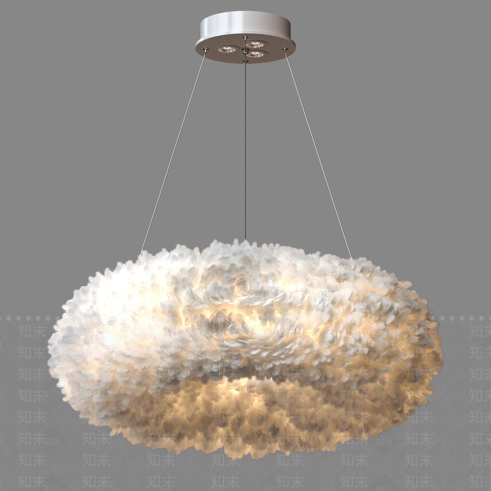 现代羽毛吊灯3D模型下载【ID:579428879】