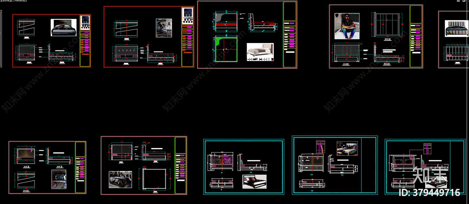 全套家具床设计CAD生产加工图纸cad施工图下载【ID:379449716】