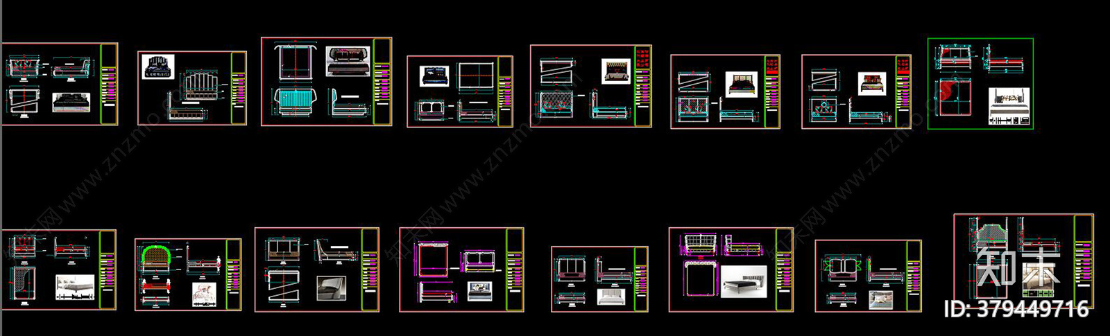 全套家具床设计CAD生产加工图纸cad施工图下载【ID:379449716】