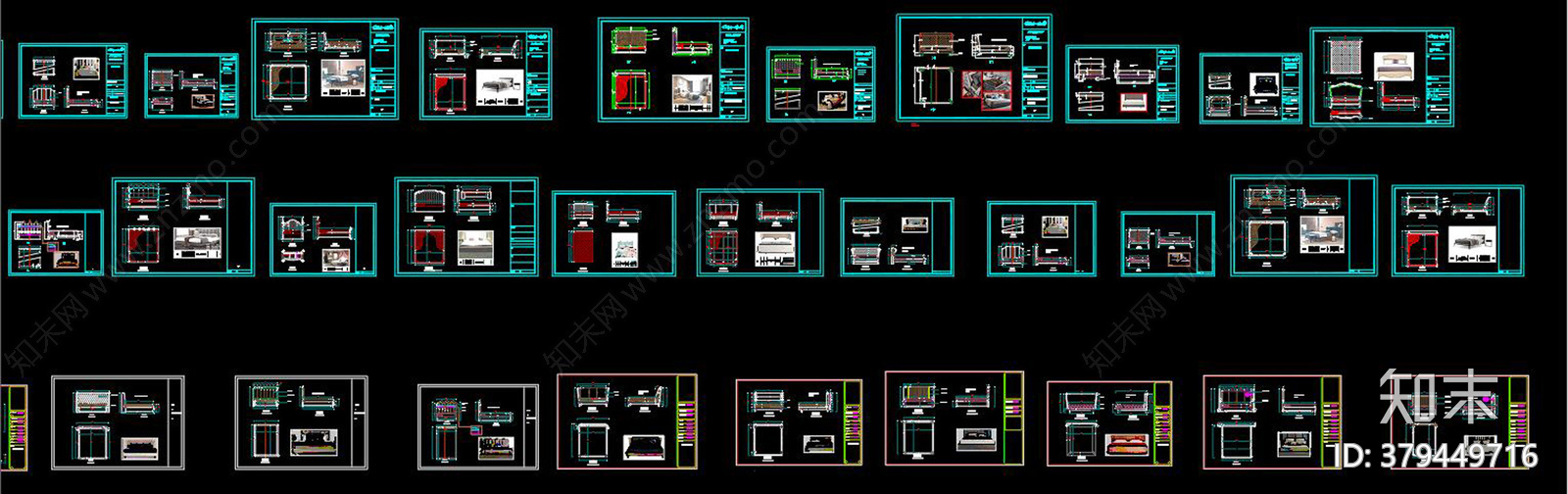 全套家具床设计CAD生产加工图纸cad施工图下载【ID:379449716】