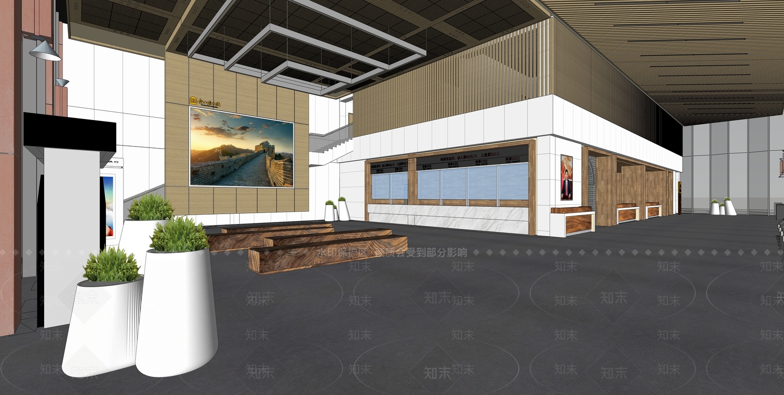 现代公共空间SU模型下载【ID:579465220】