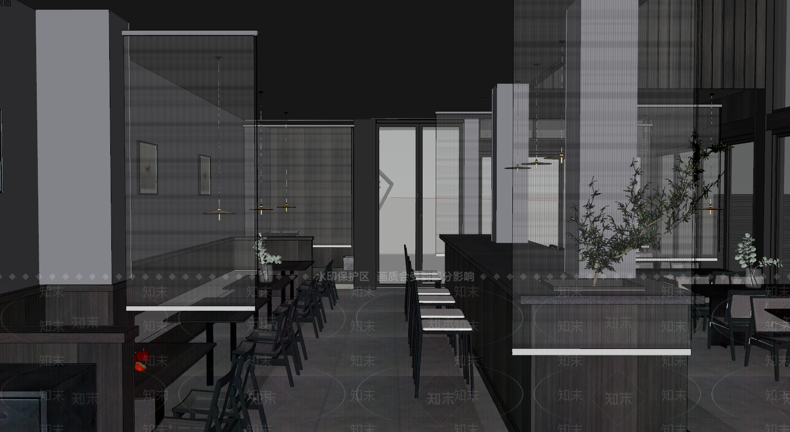 现代餐厅SU模型下载【ID:979473078】
