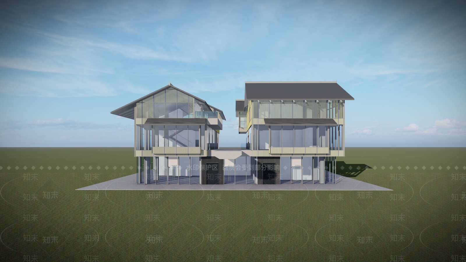 新中式商业建筑SU模型下载【ID:479475174】