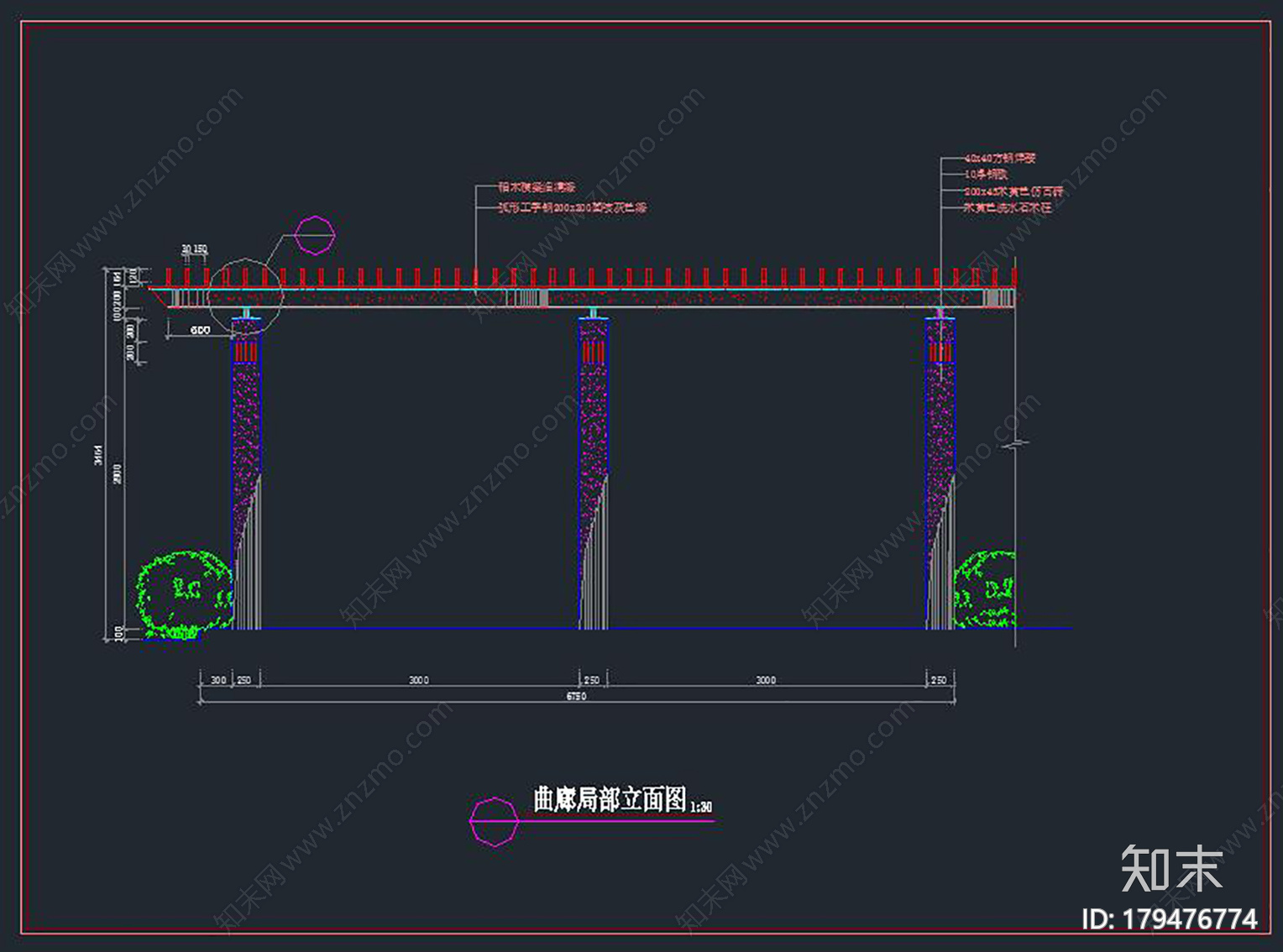 玻璃曲廊大样详图施工图下载【ID:179476774】
