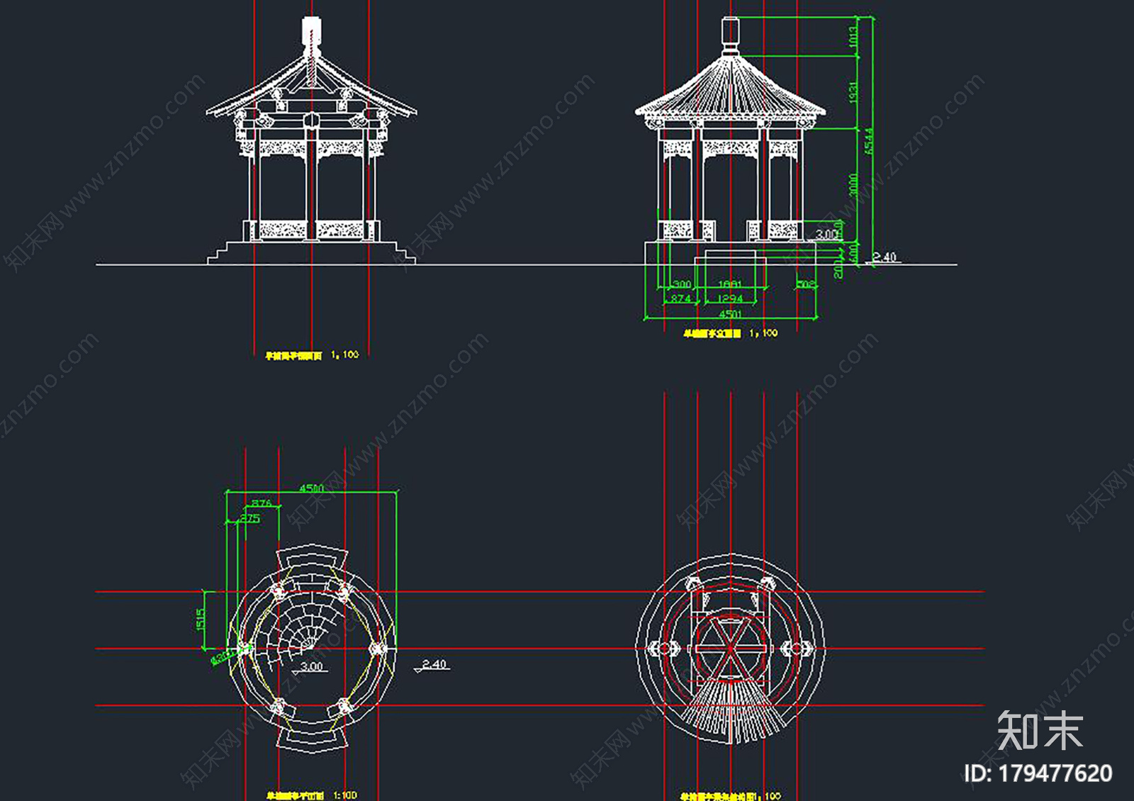 单檐圆亭结构图施工图下载【ID:179477620】