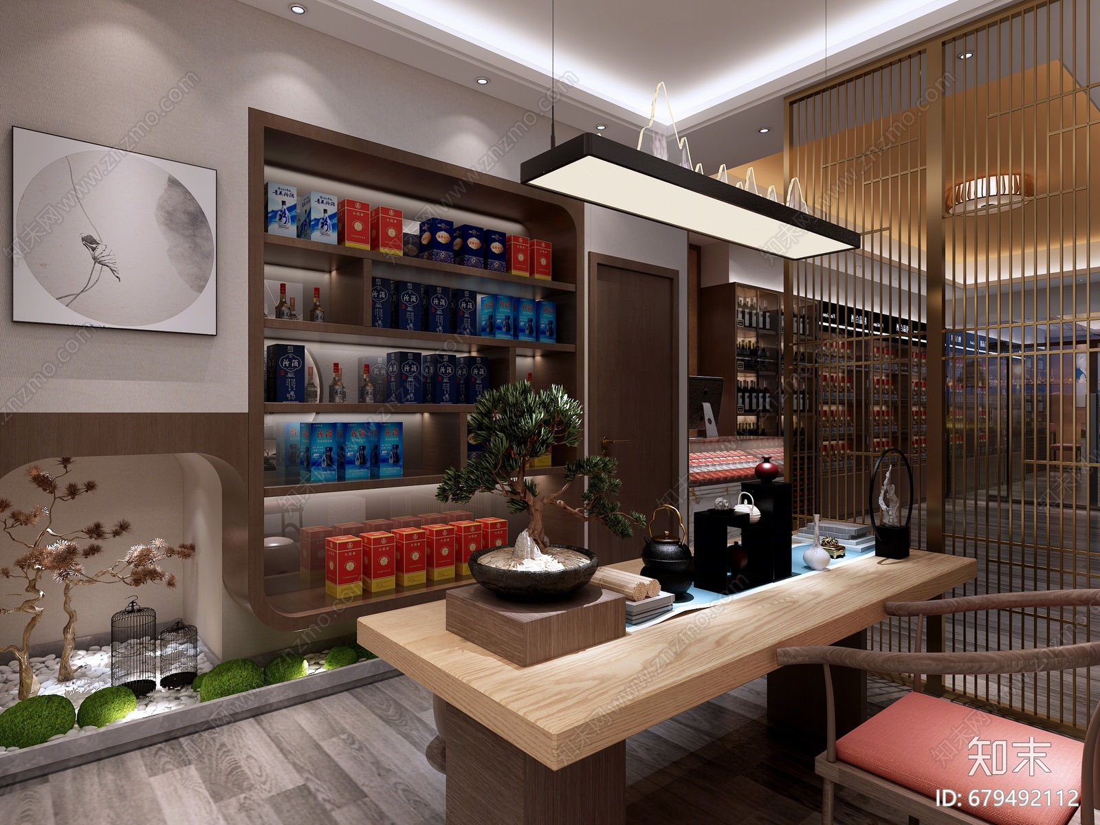 新中式烟酒店3D模型下载【ID:679492112】