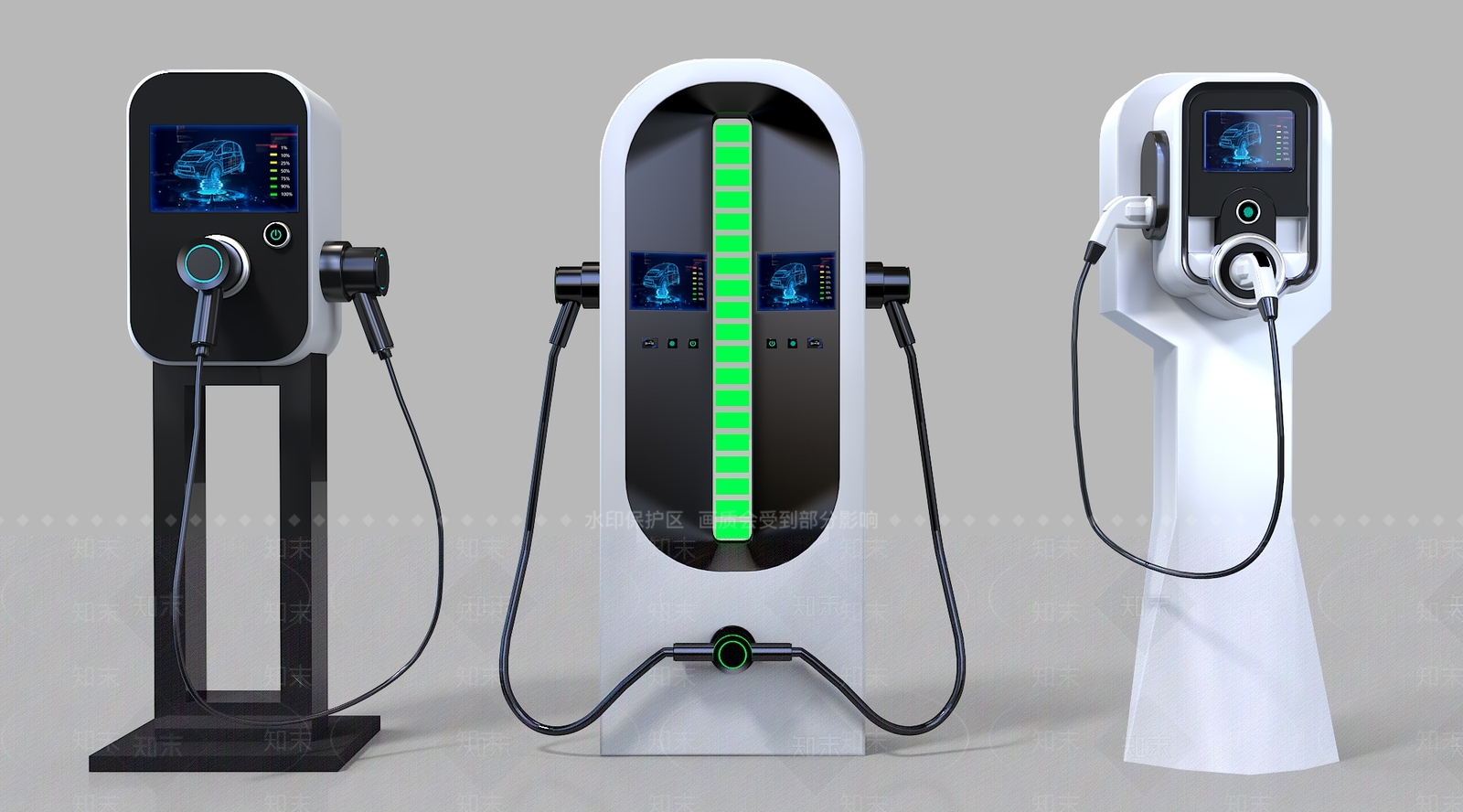 现代电动汽车充电桩3D模型下载【ID:879548707】