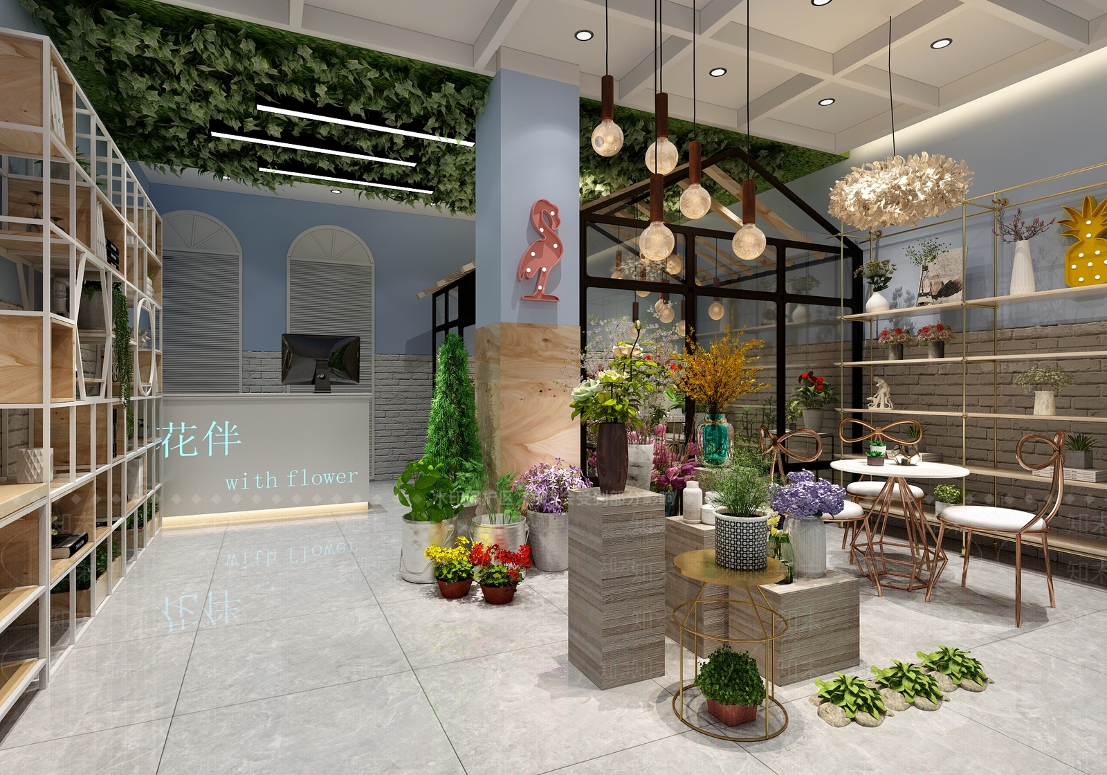北欧花店3D模型下载【ID:179561721】