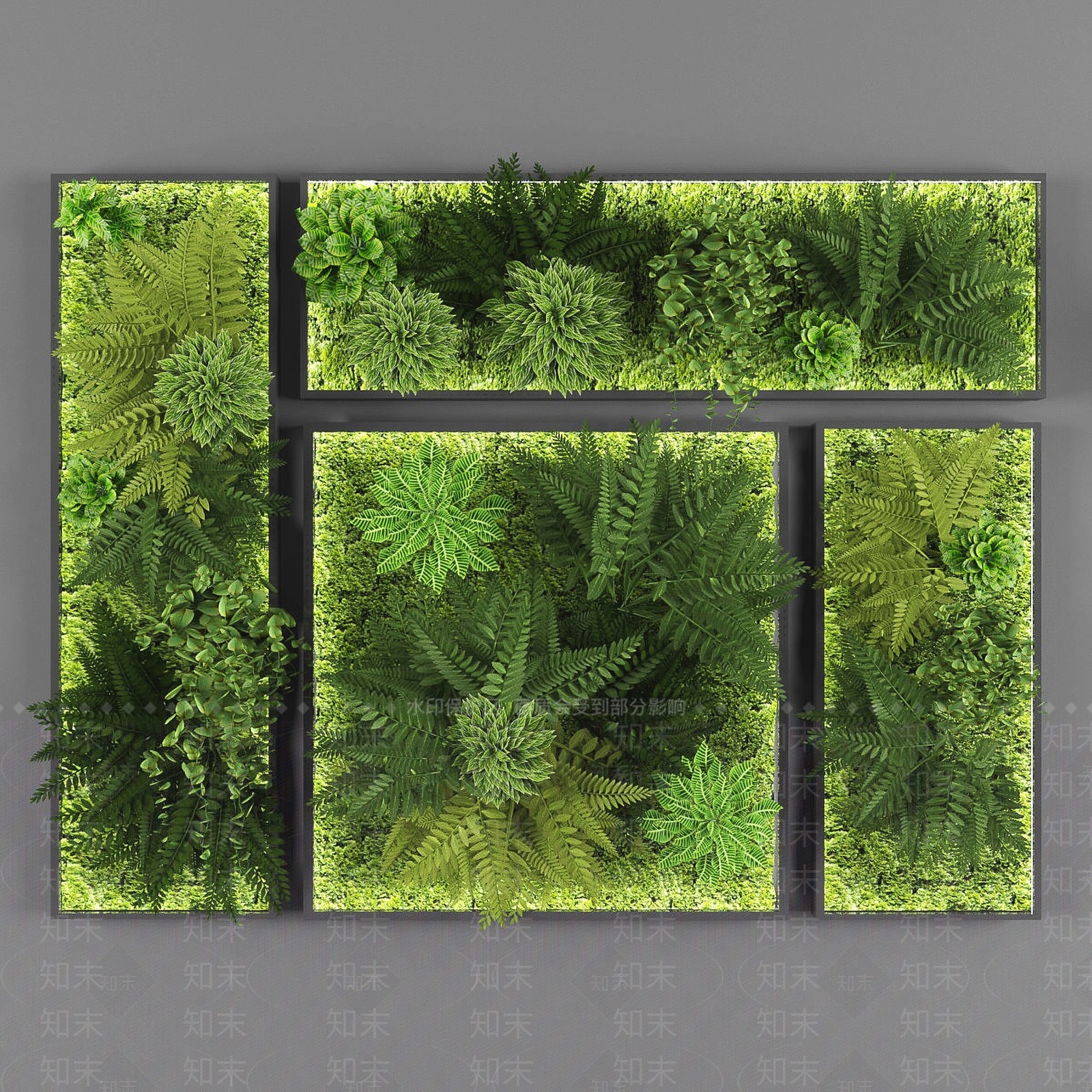 现代绿植墙3D模型下载【ID:479564223】