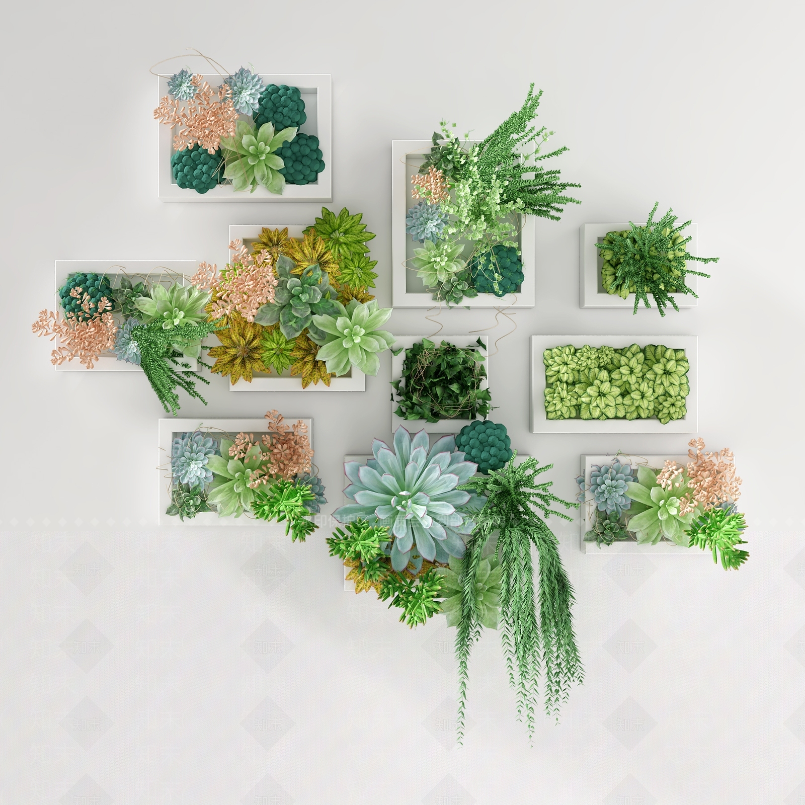 现代绿植墙3D模型下载【ID:479642277】