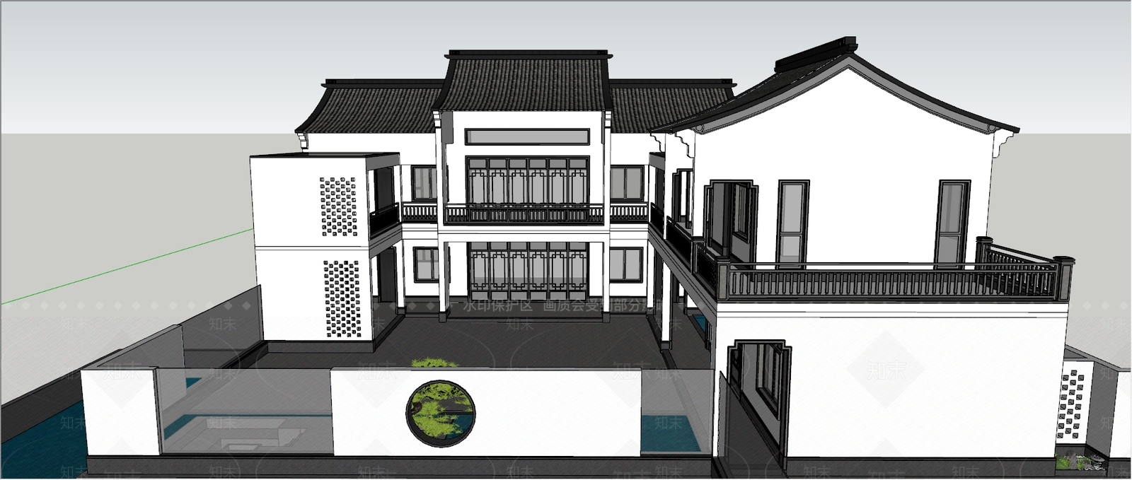 新中式四合院SU模型下载【ID:379596224】