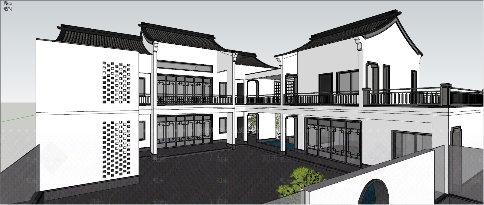 新中式四合院SU模型下载【ID:379596224】