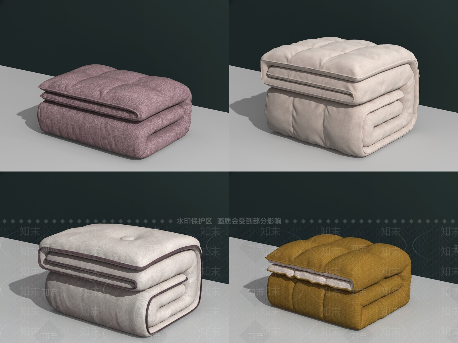 现代被子3D模型下载【ID:579630612】