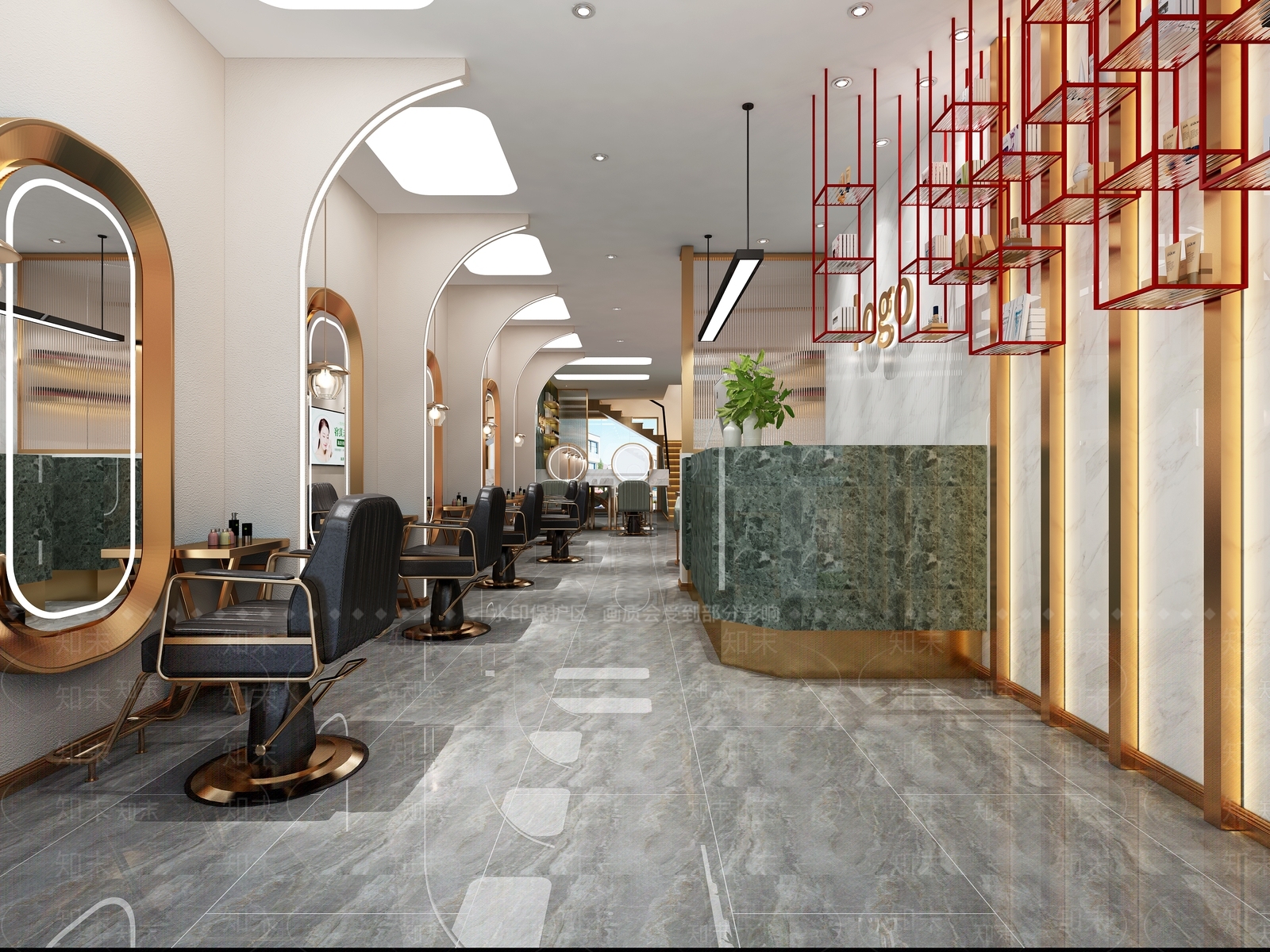 现代美发店3D模型下载【ID:979652501】