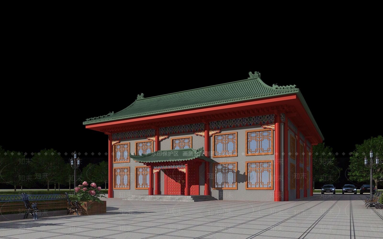 中式祠堂庙堂3D模型下载【ID:279673892】