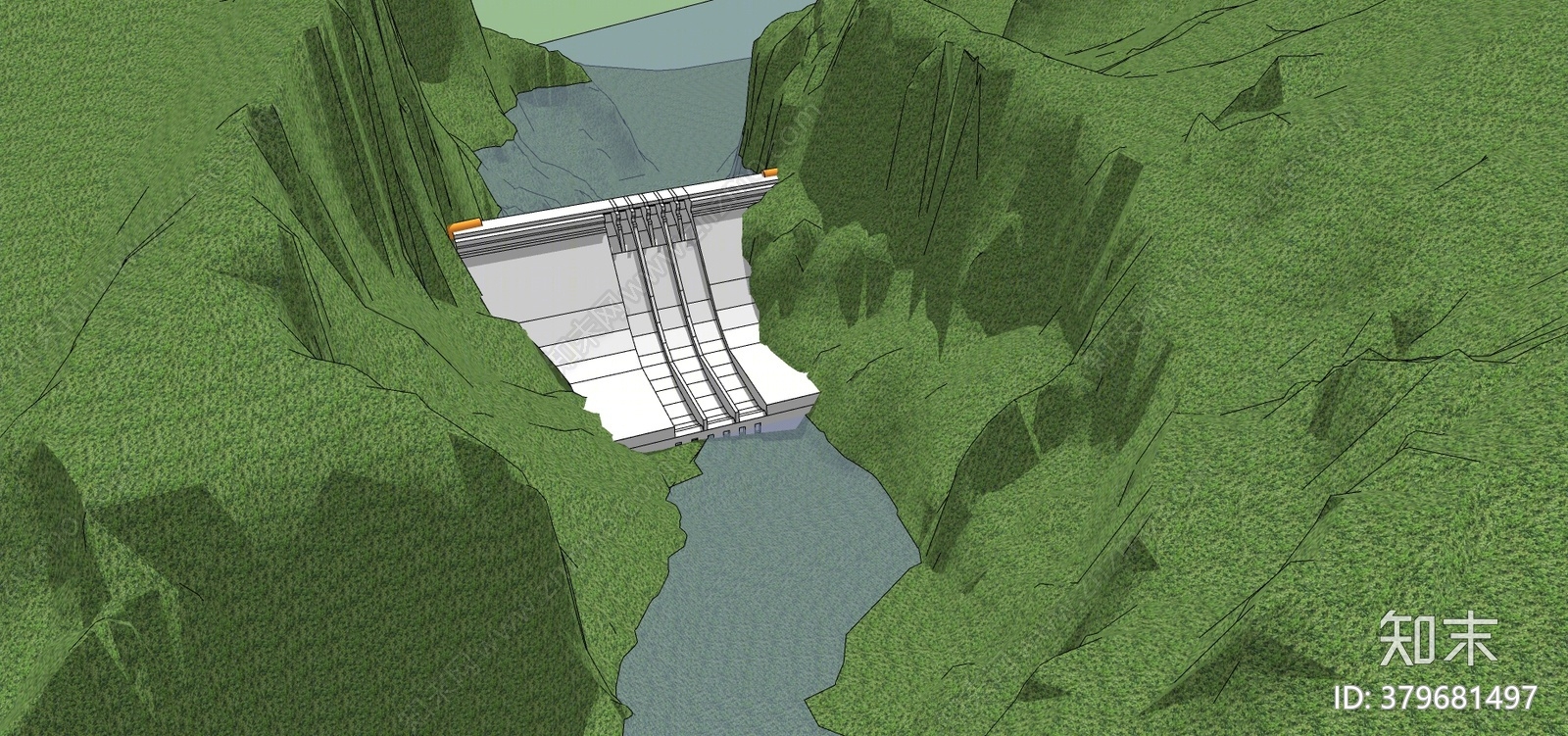 现代水坝SU模型下载【ID:379681497】