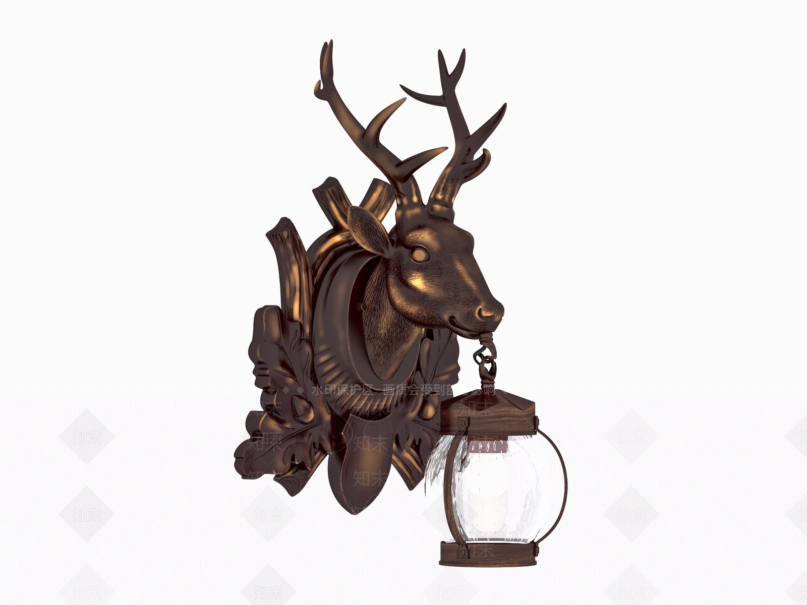 北欧鹿头壁灯3D模型下载【ID:579688941】