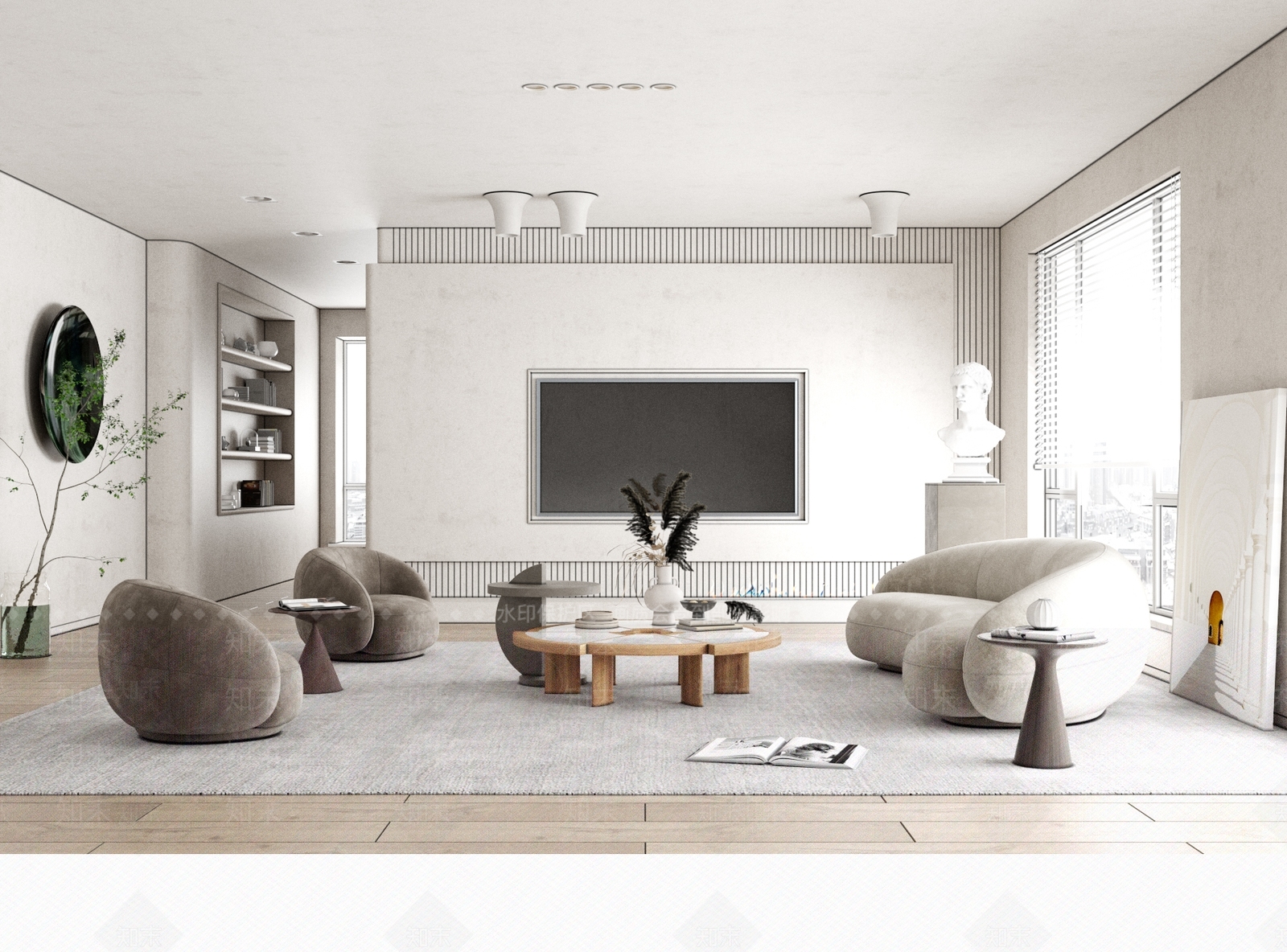 现代网红客厅3D模型下载【ID:779692768】