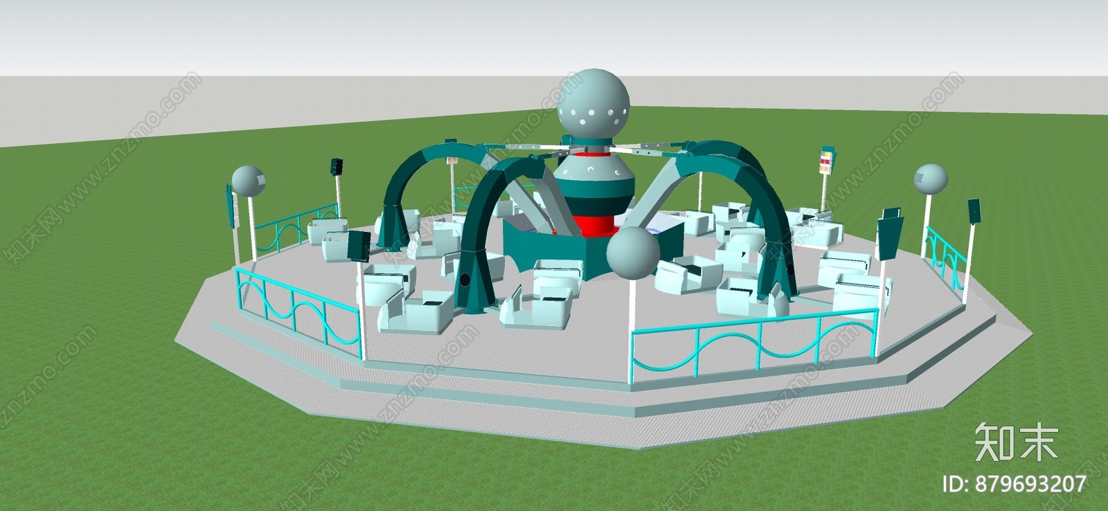 现代游乐设施组合SU模型下载【ID:879693207】