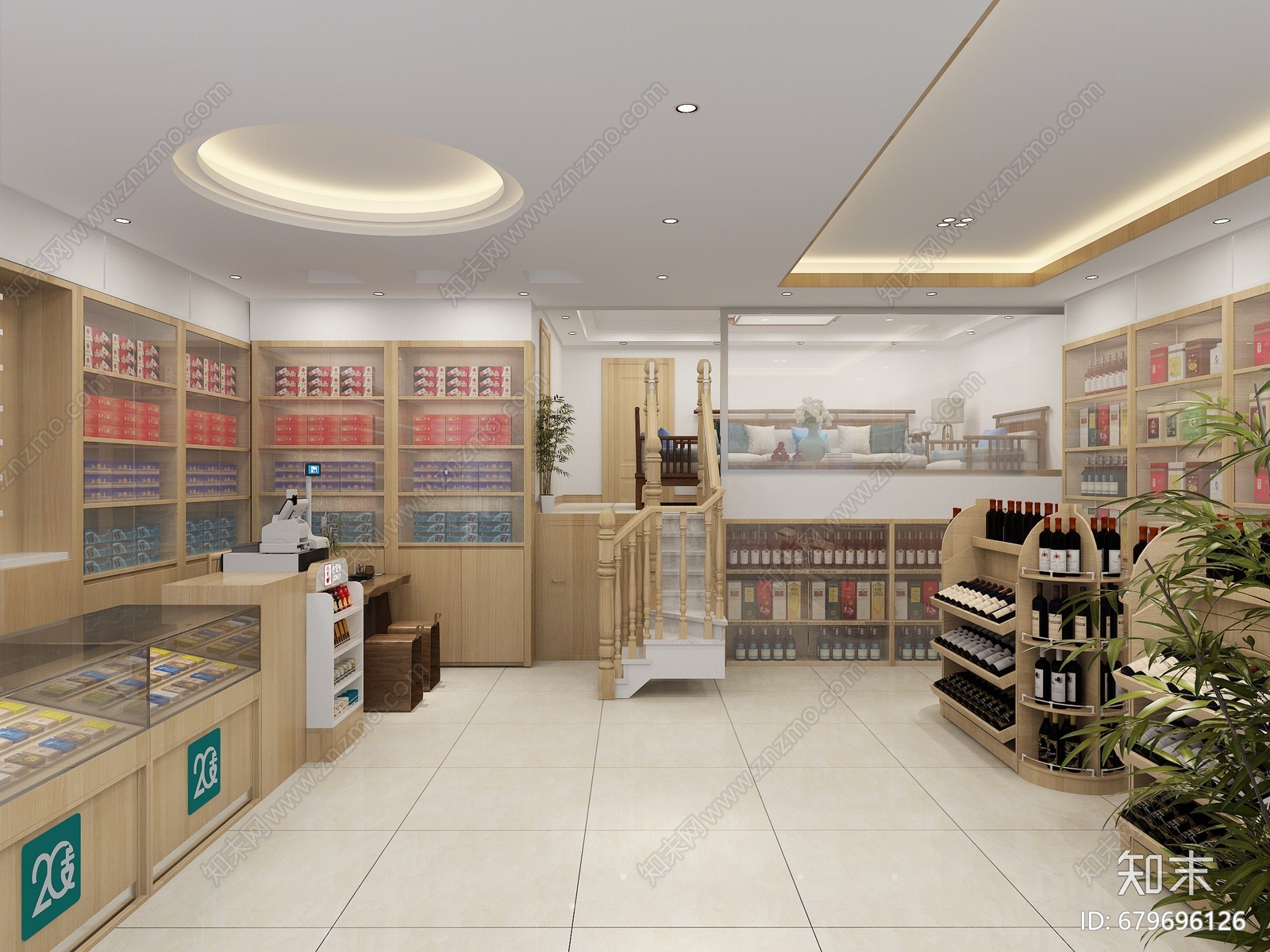 新中式烟酒店3D模型下载【ID:679696126】