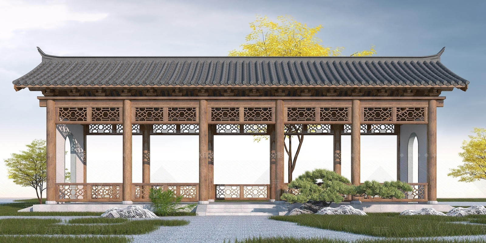 中式长廊3D模型下载【ID:279702811】