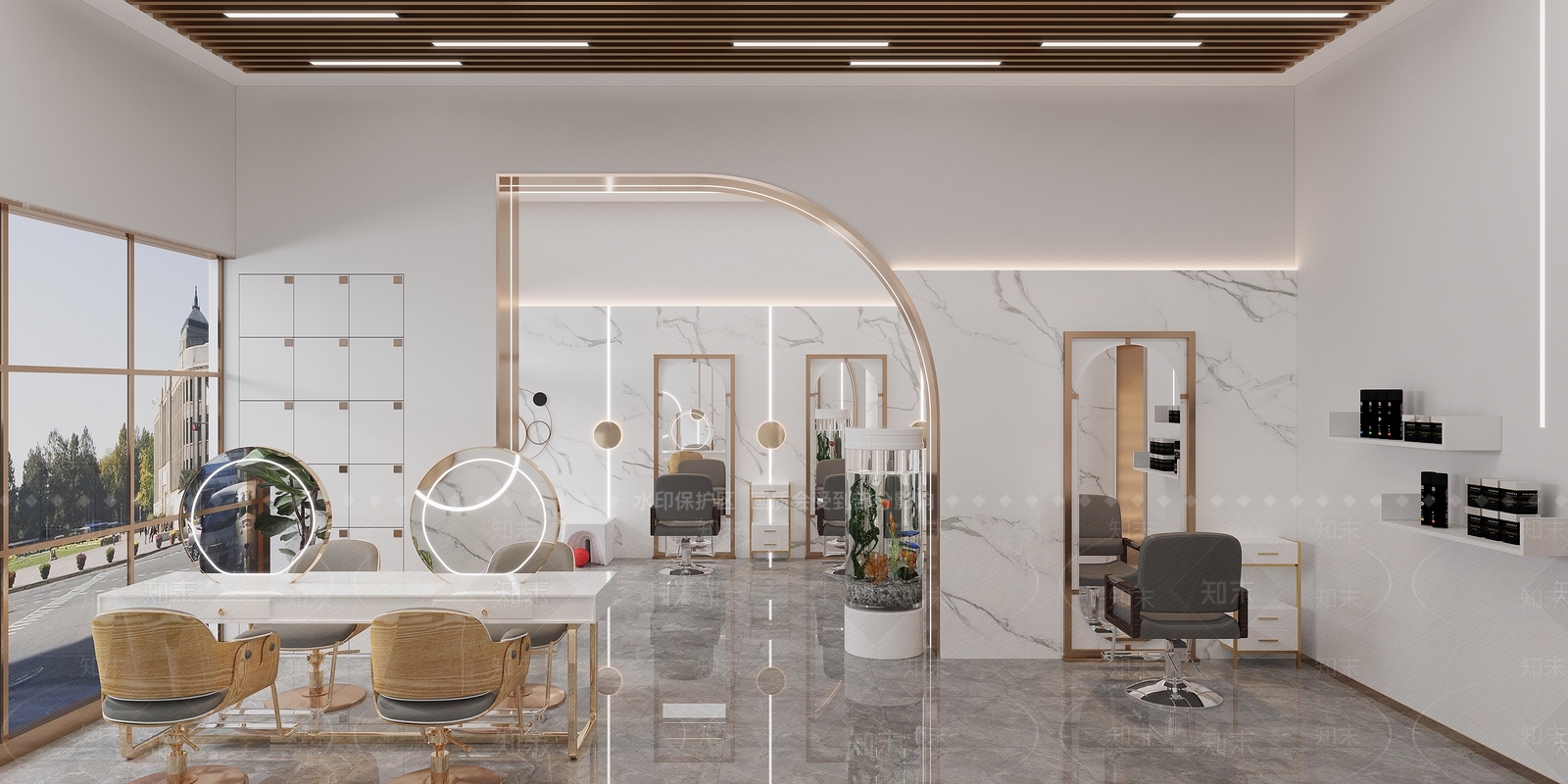 现代美发店3D模型下载【ID:379702438】