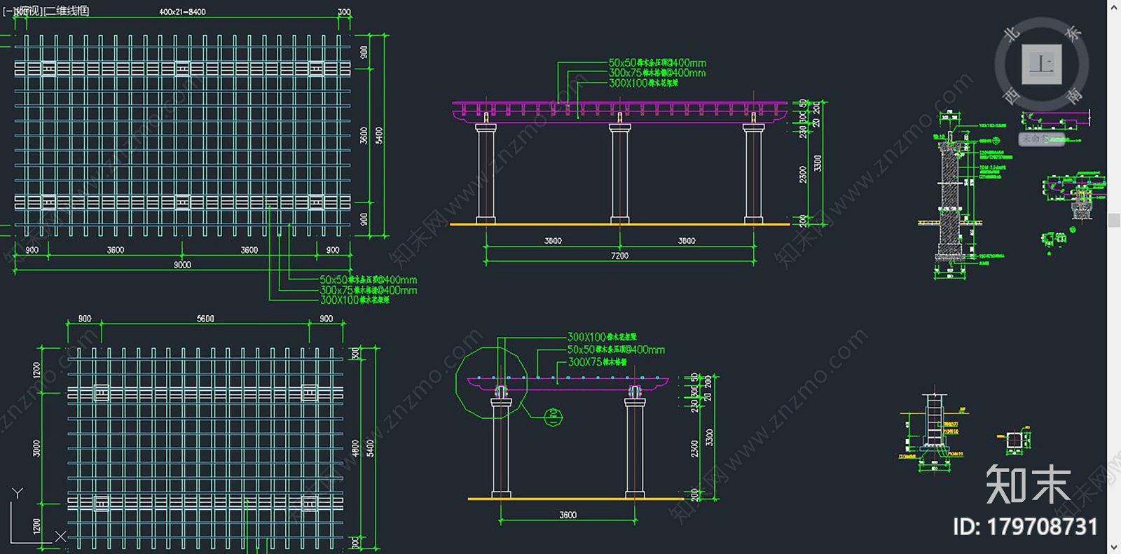 景观花架施工图下载【ID:179708731】