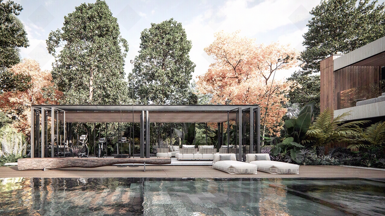 别墅庭院外景贴图下载【ID:979734170】