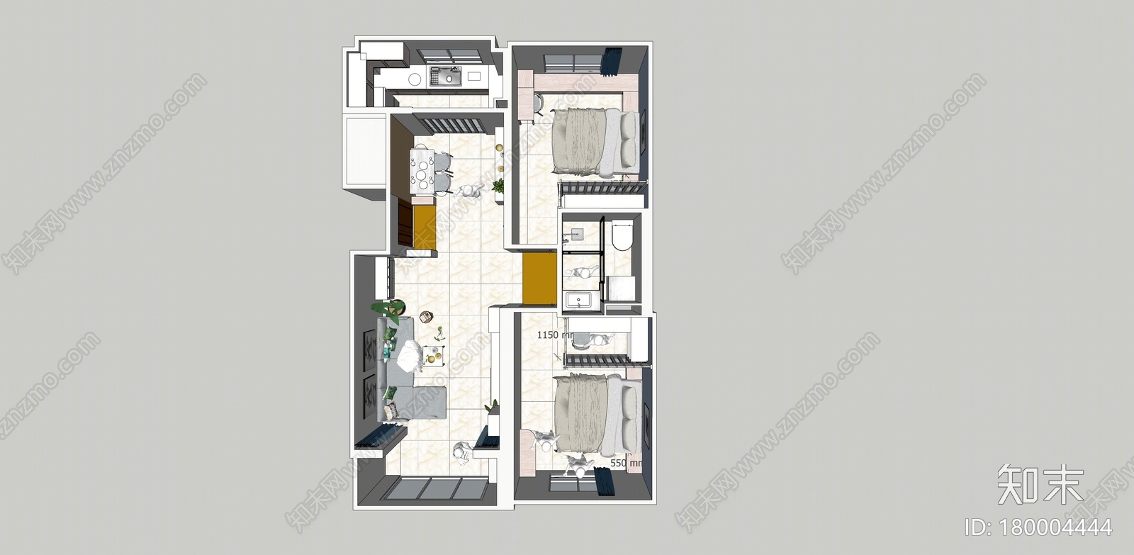 现代样板房SU模型下载【ID:180004444】