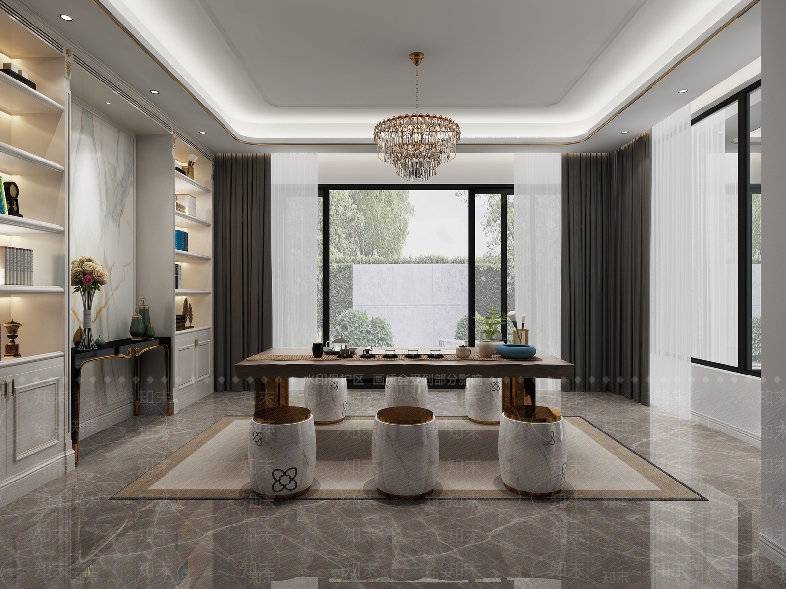 简欧茶室3D模型下载【ID:579775741】