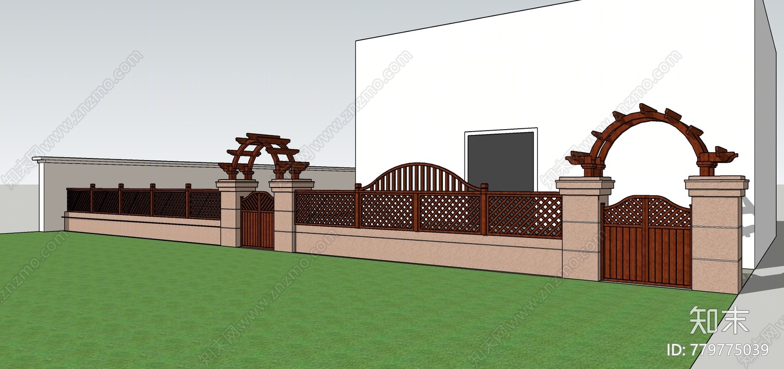 欧式围墙栅栏SU模型下载【ID:779775039】