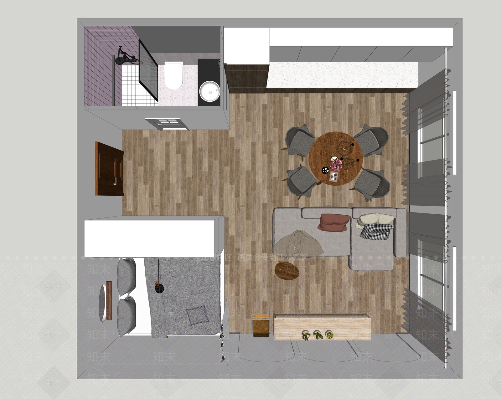 现代风格客厅SU模型下载【ID:980880728】