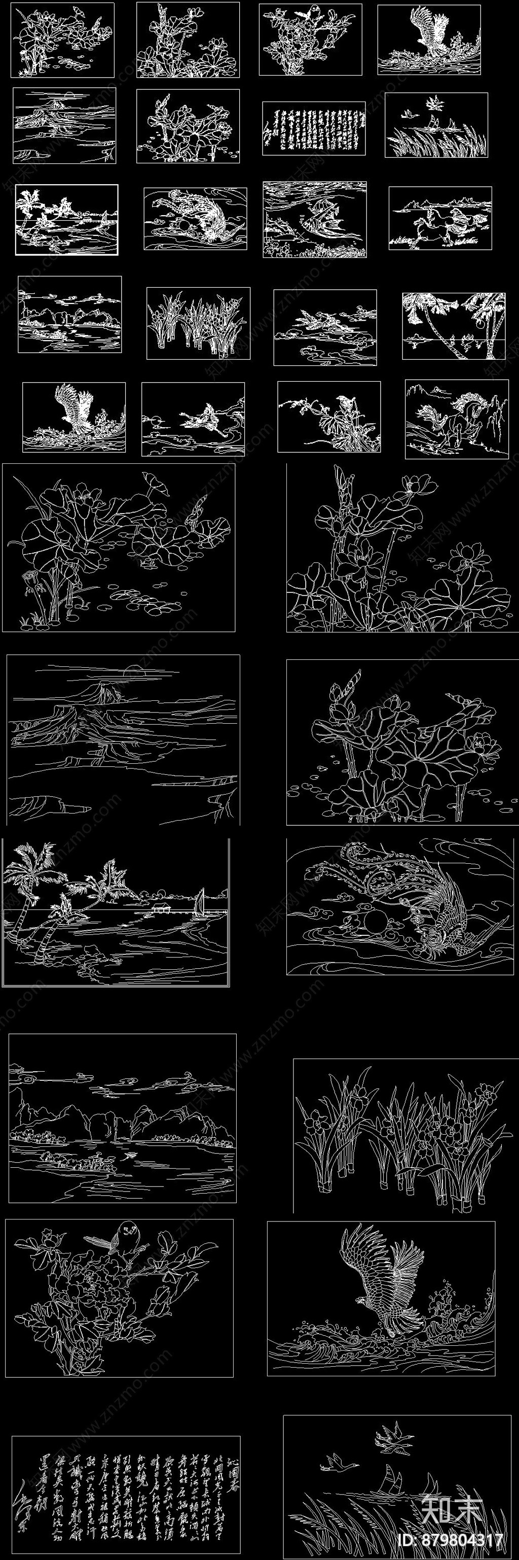 雕刻图案施工图下载【ID:879804317】