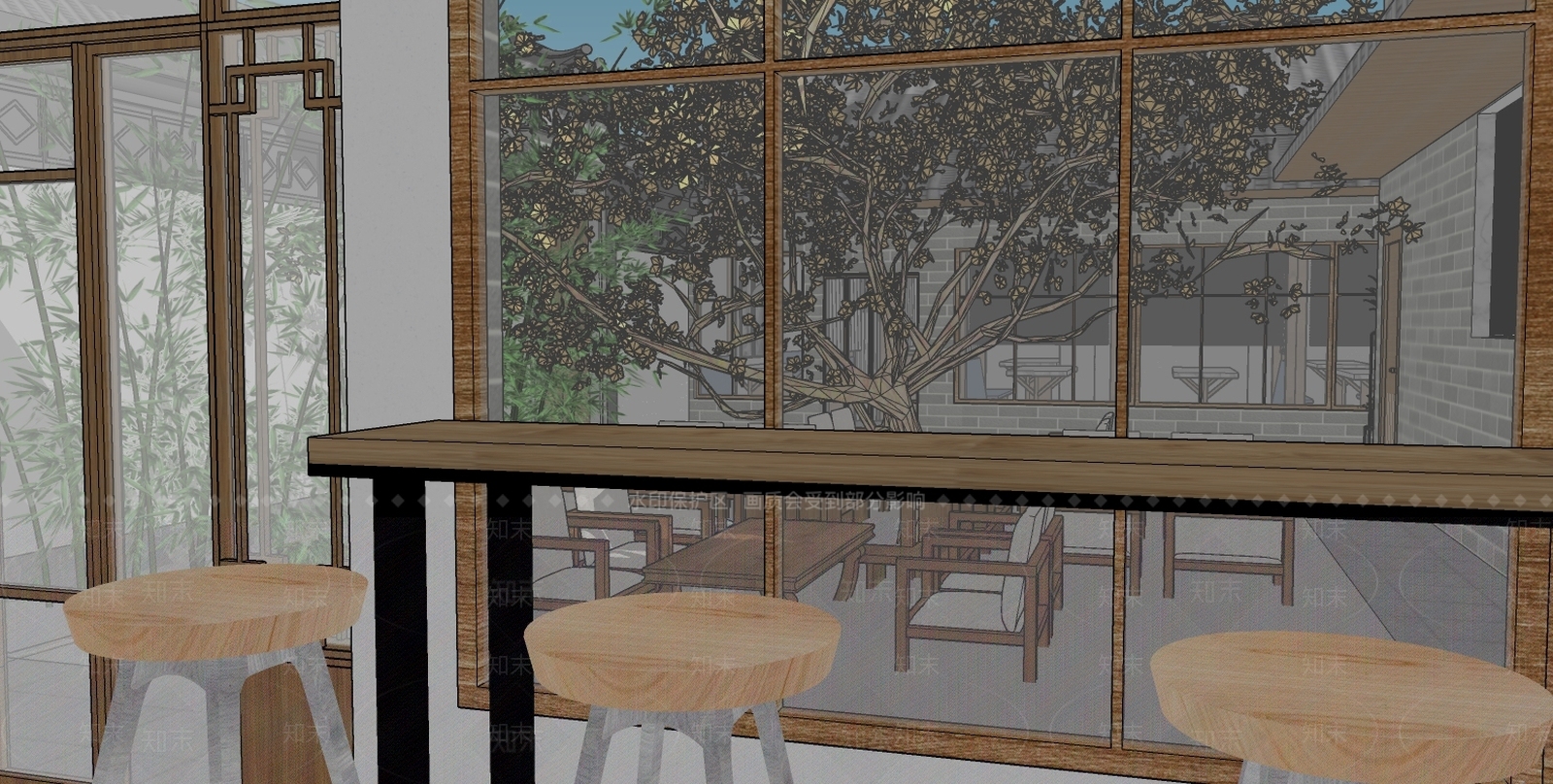 新中式餐厅SU模型下载【ID:980014057】