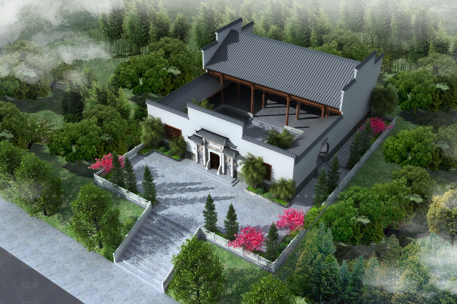 中式古建筑外观3D模型下载【ID:579829477】