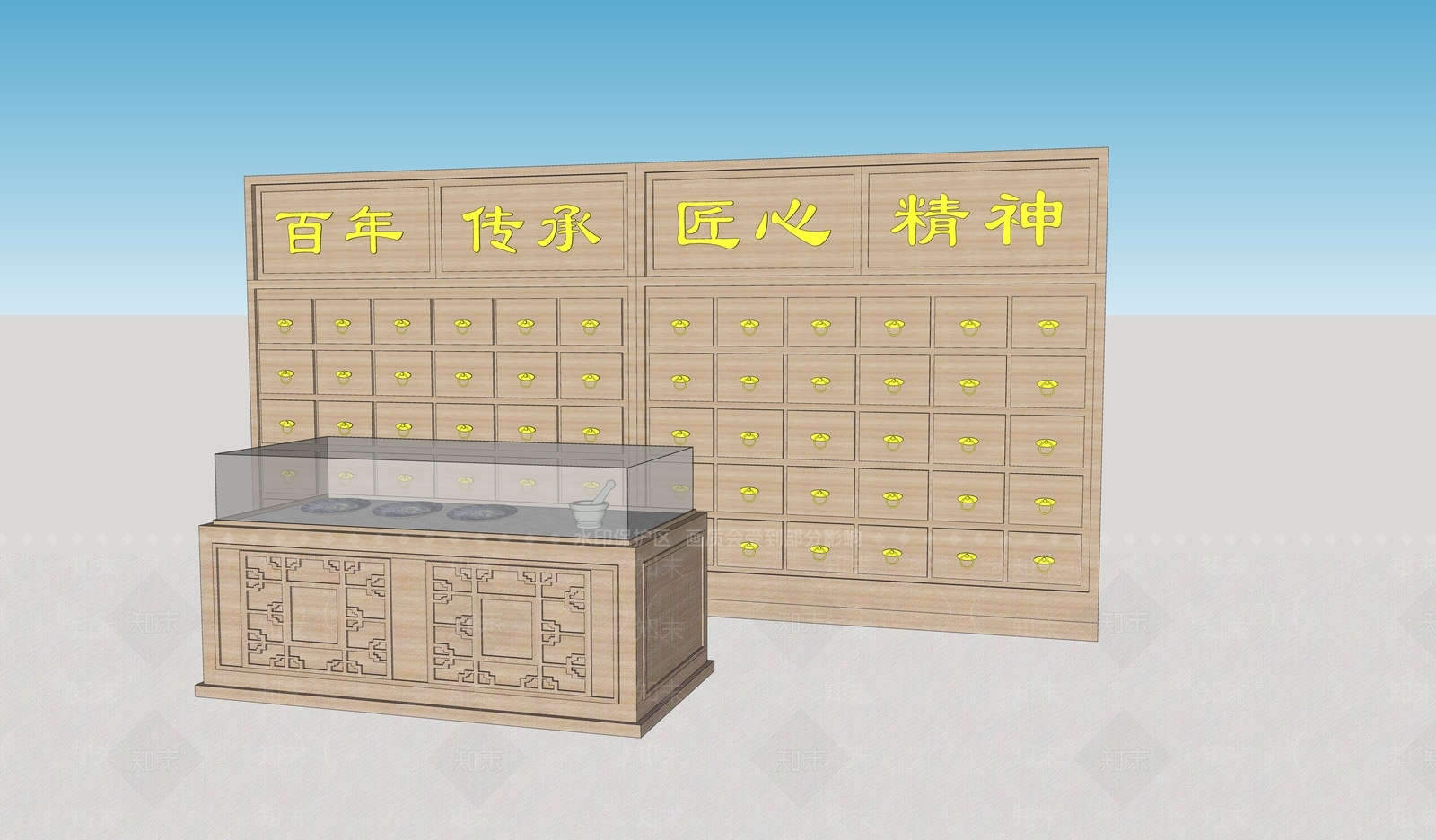 中式壁柜SU模型下载【ID:279881388】