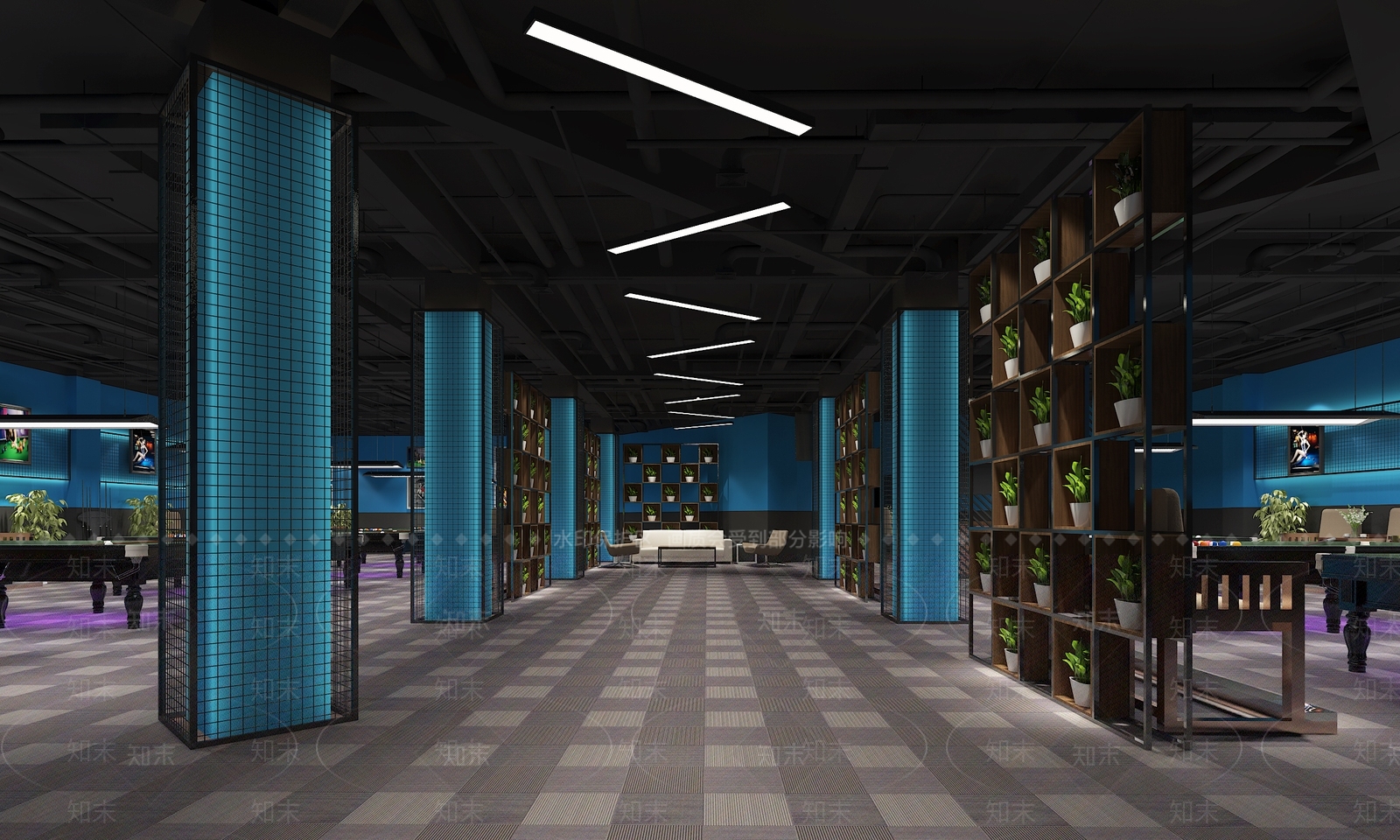 工业风台球室3D模型下载【ID:979894934】