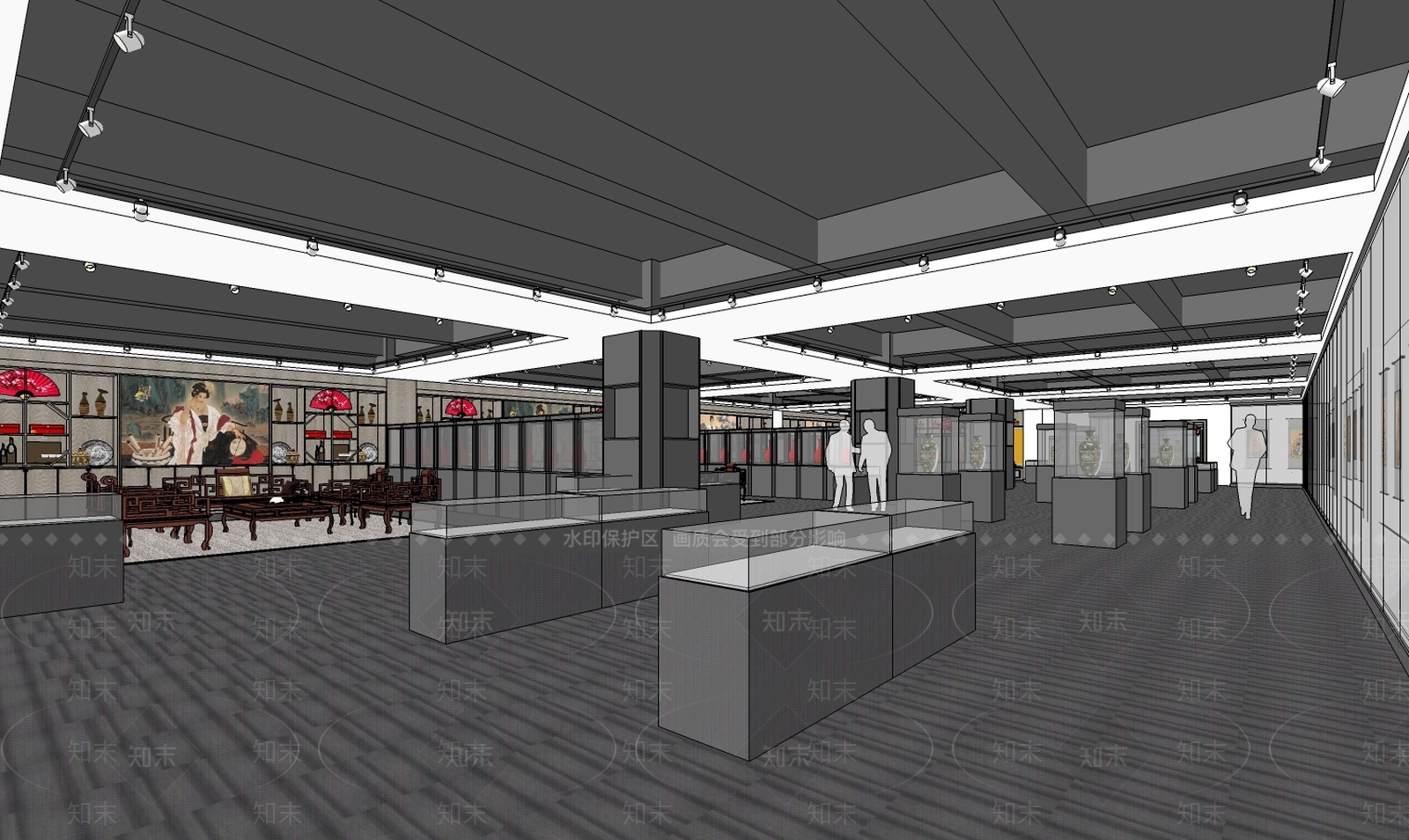 新中式展示厅SU模型下载【ID:179918084】