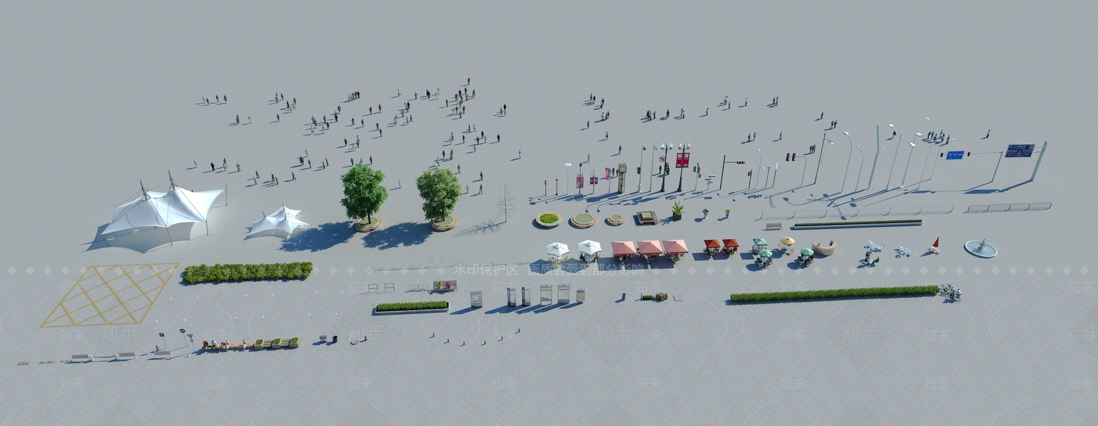 现代商业街用小品3D模型下载【ID:979983332】