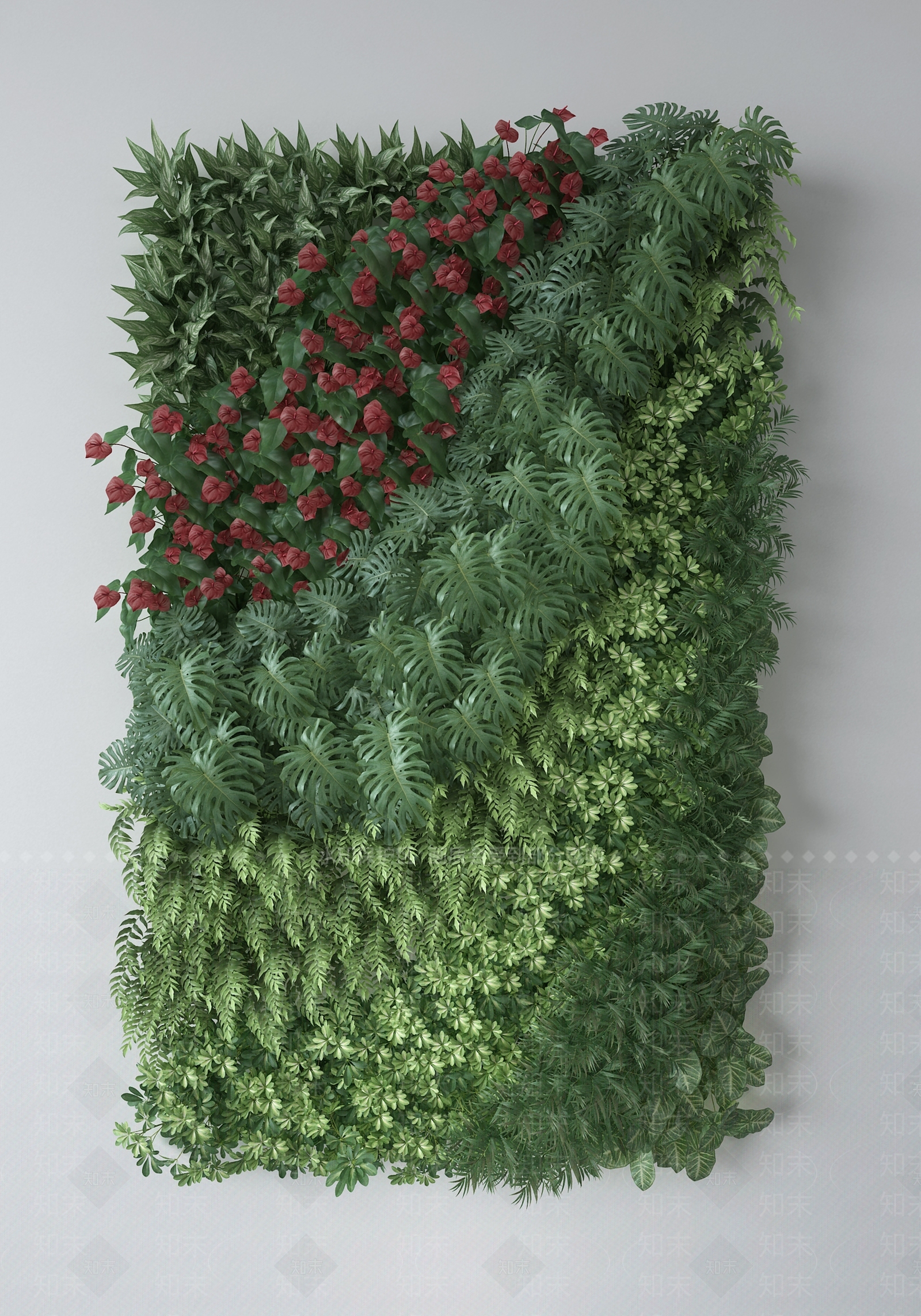 现代植物墙3D模型下载【ID:380004594】