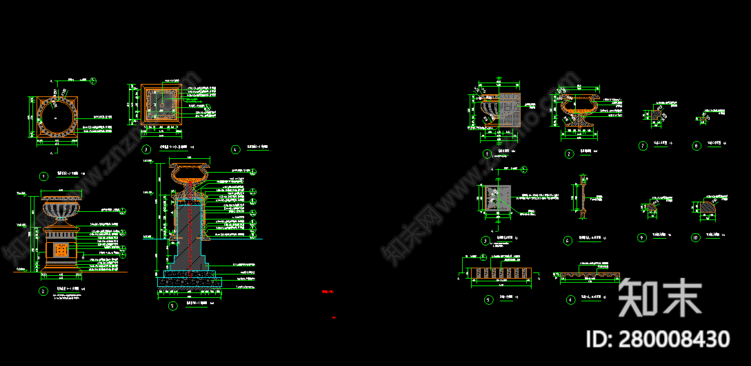 梧州园区花钵基座施工图下载【ID:280008430】