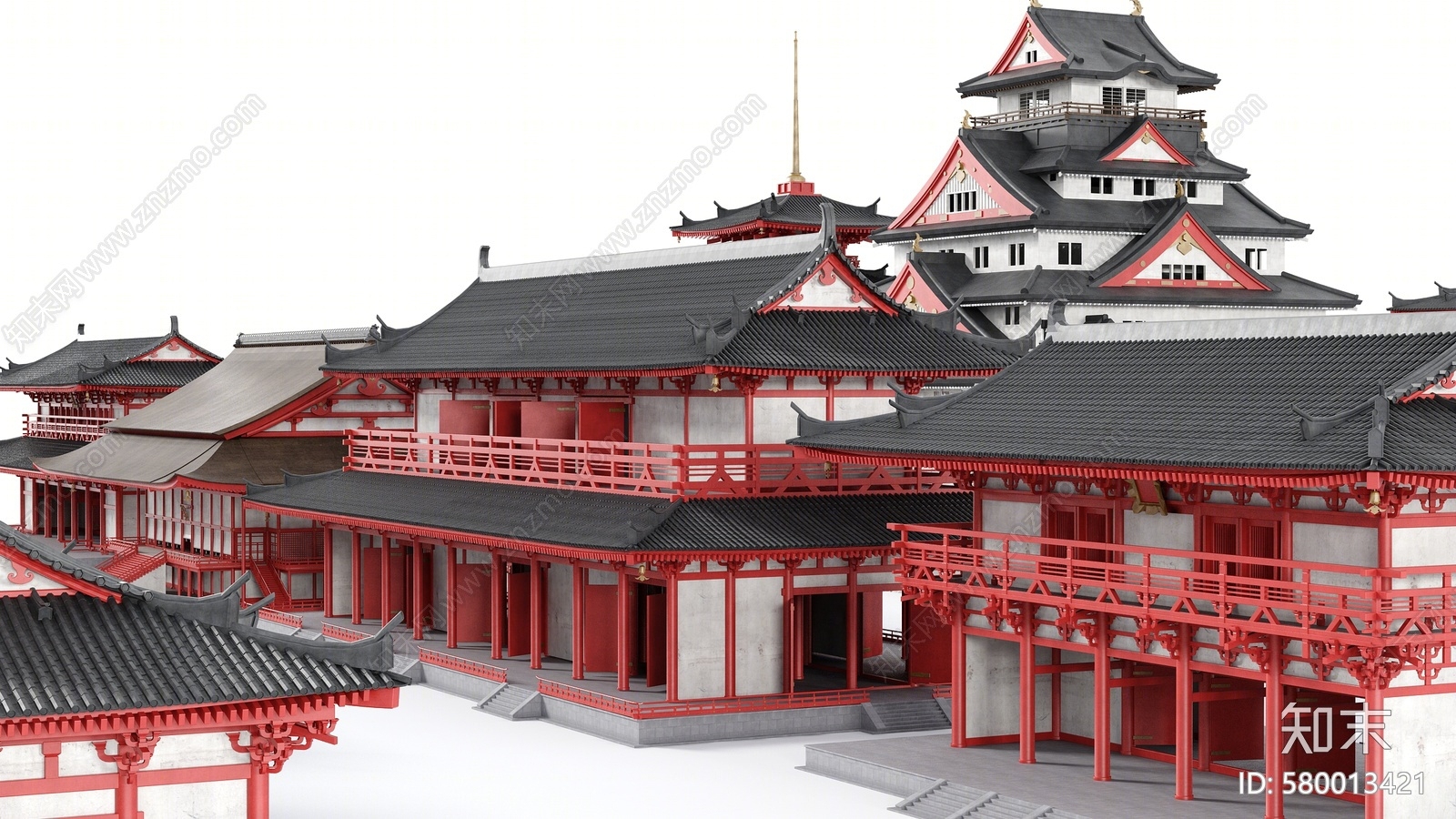 日式建筑外观3D模型下载【ID:580013421】_知末3d模型网
