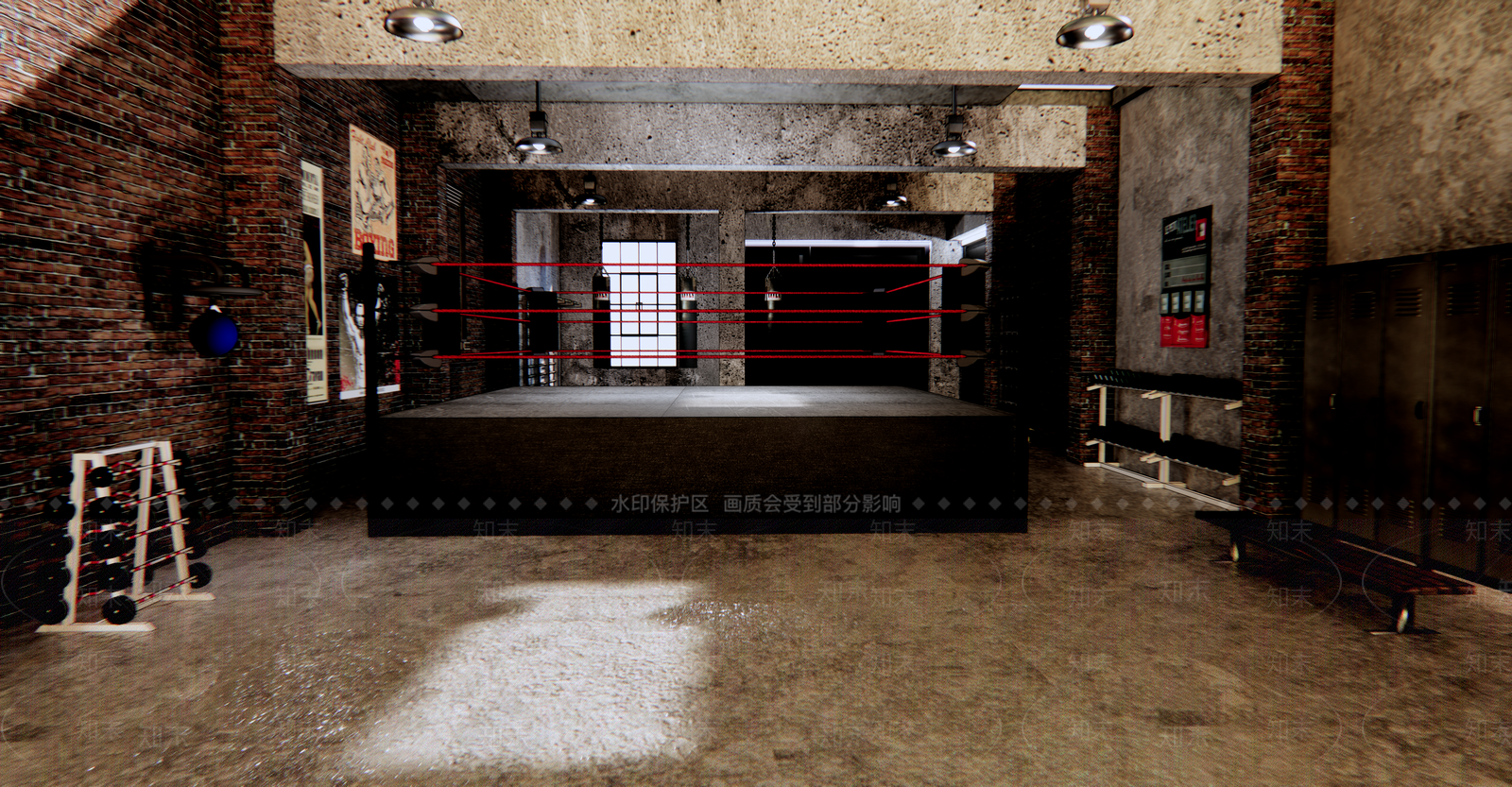 工业风拳击房SU模型下载【ID:880035513】