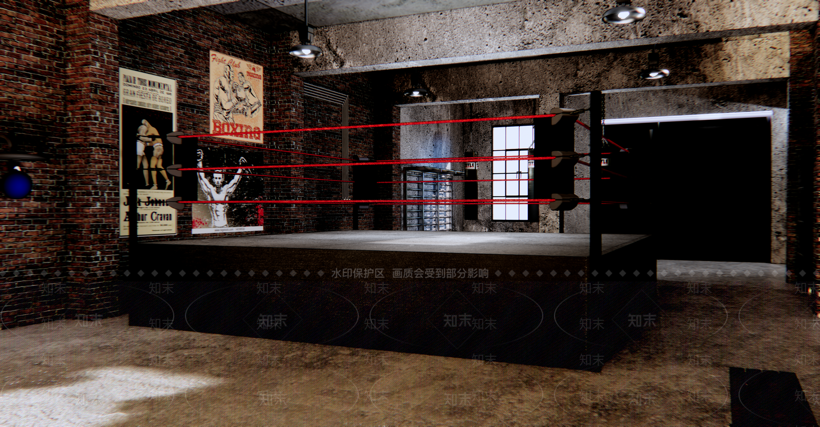 工业风拳击房SU模型下载【ID:880035513】