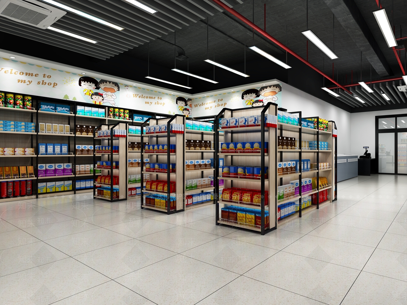 工业风超市3D模型下载【ID:580090447】