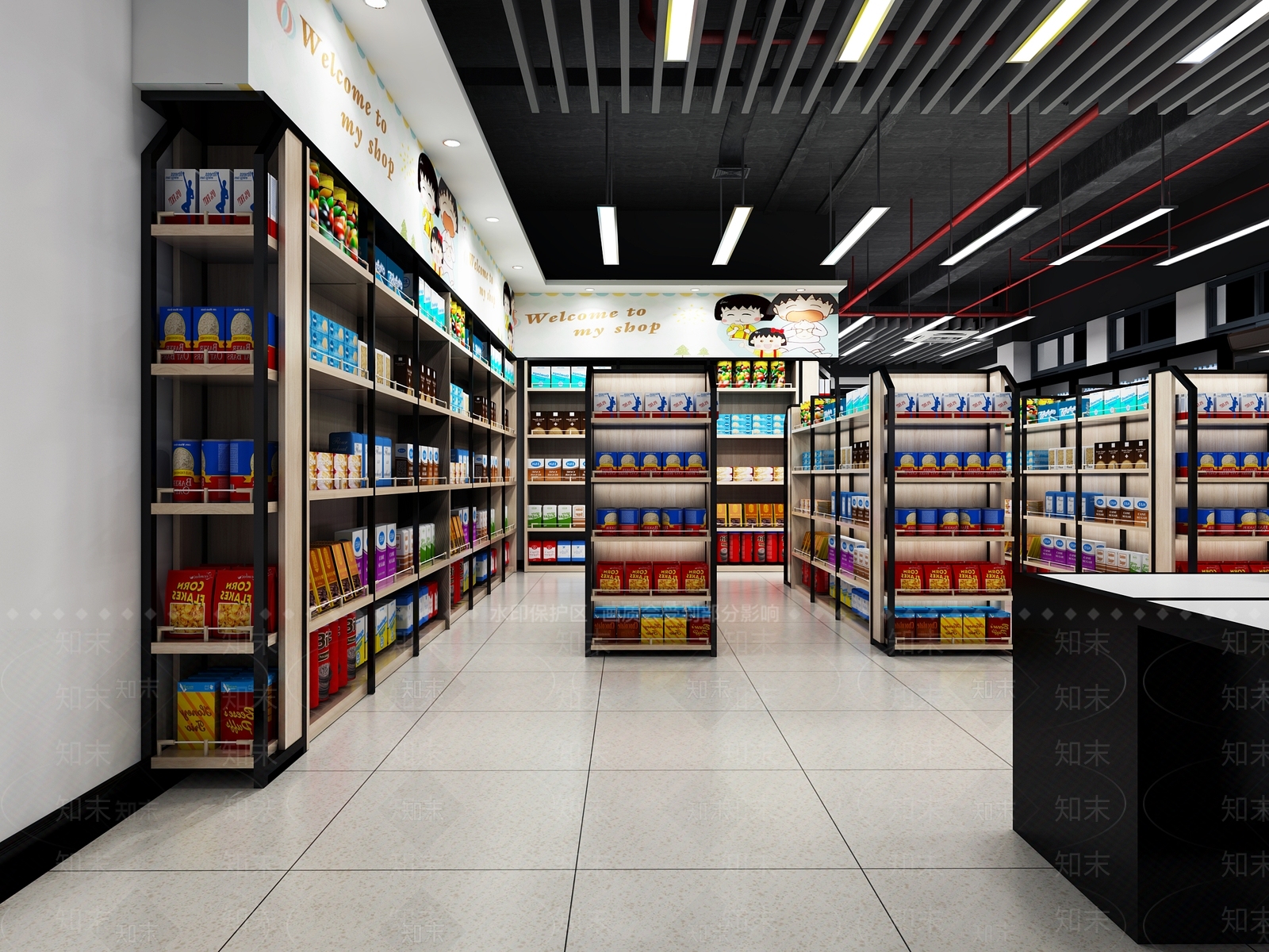 工业风超市3D模型下载【ID:580090447】