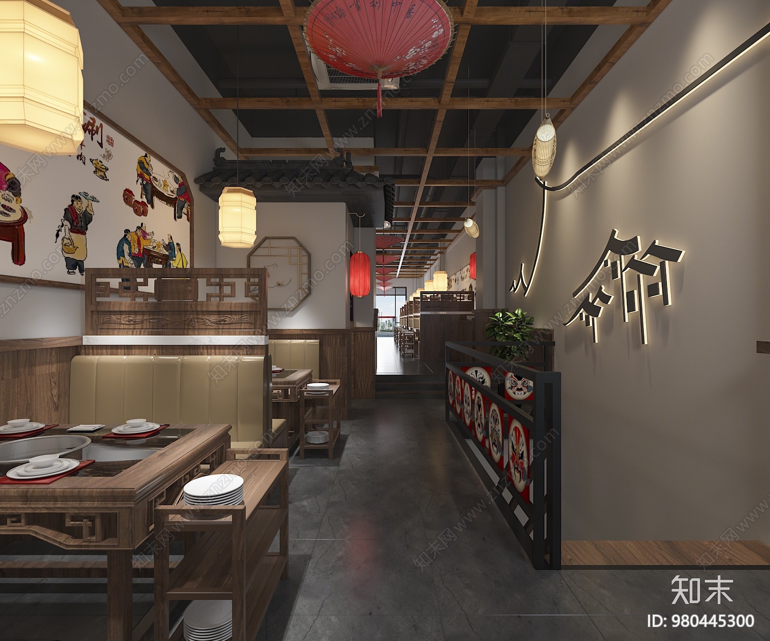 中式火锅店3D模型下载【ID:980445300】