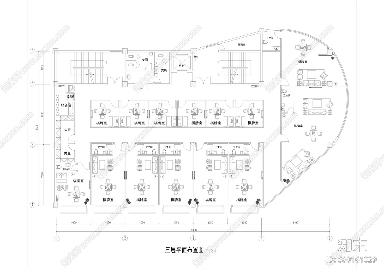 休闲洽谈商务会所cad施工图下载【ID:680161029】
