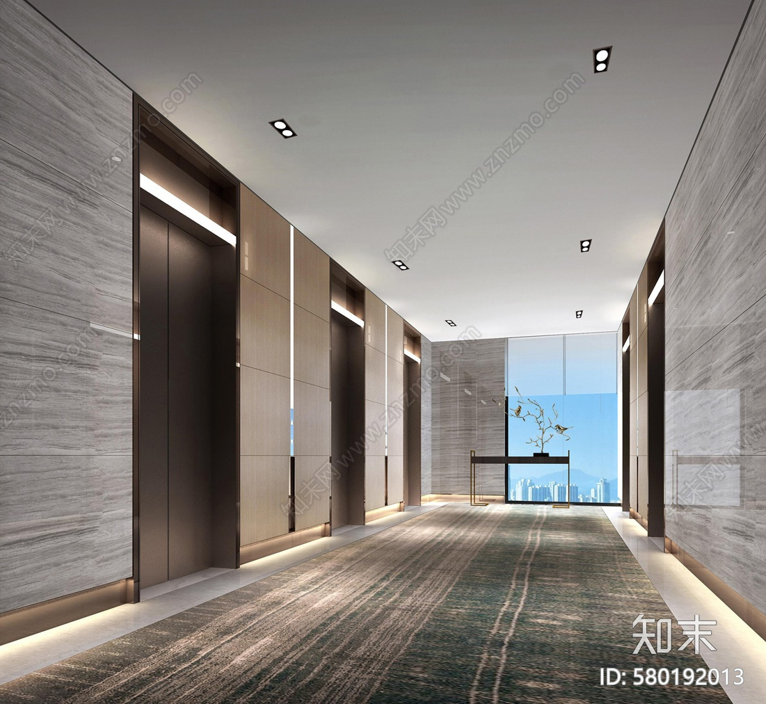 长沙三景华御酒店电梯厅施工图下载【ID:580192013】