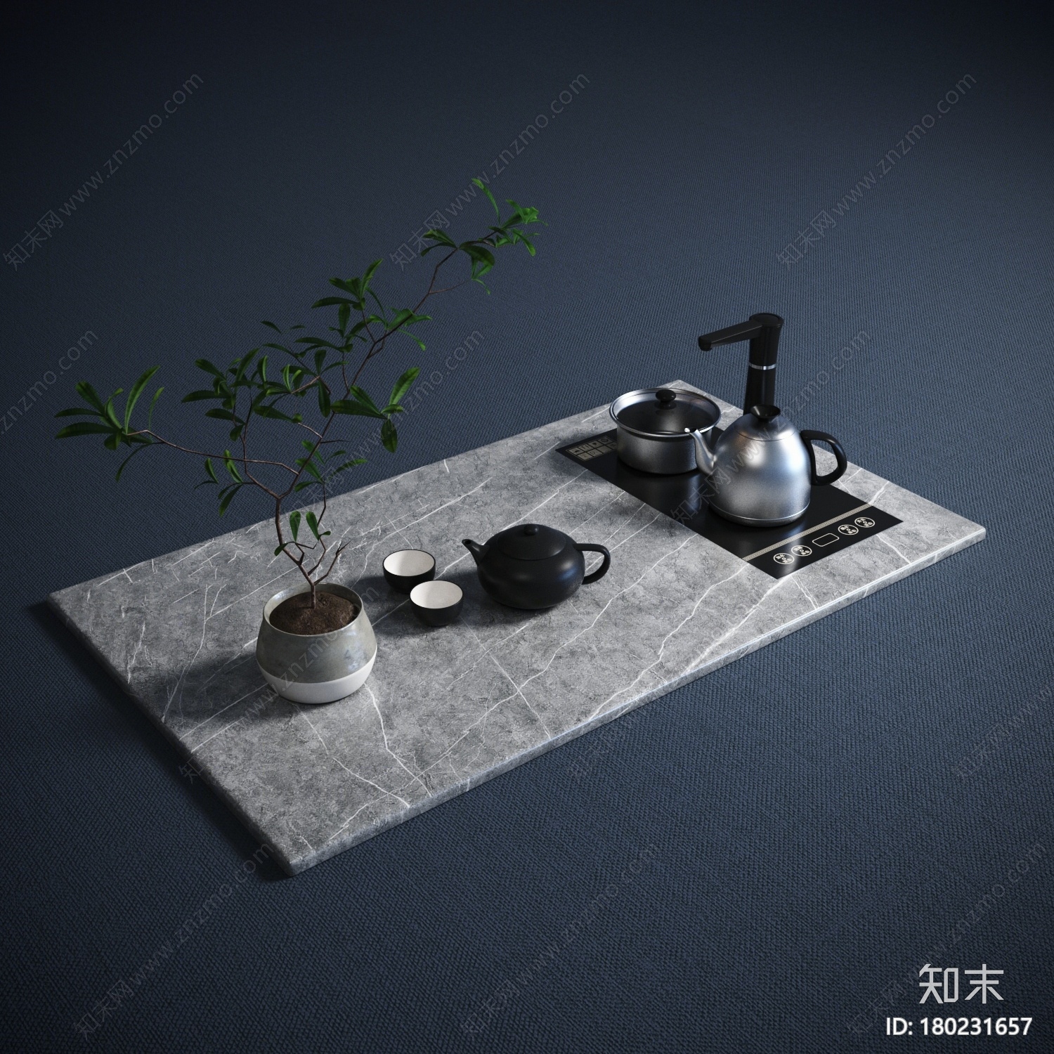 现代茶具3D模型下载【ID:180231657】